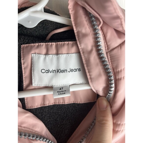 Calvin Klein Aerial Longline Hooded Jacket Girls Size 4T Silver Pink - Picture 5 of 7